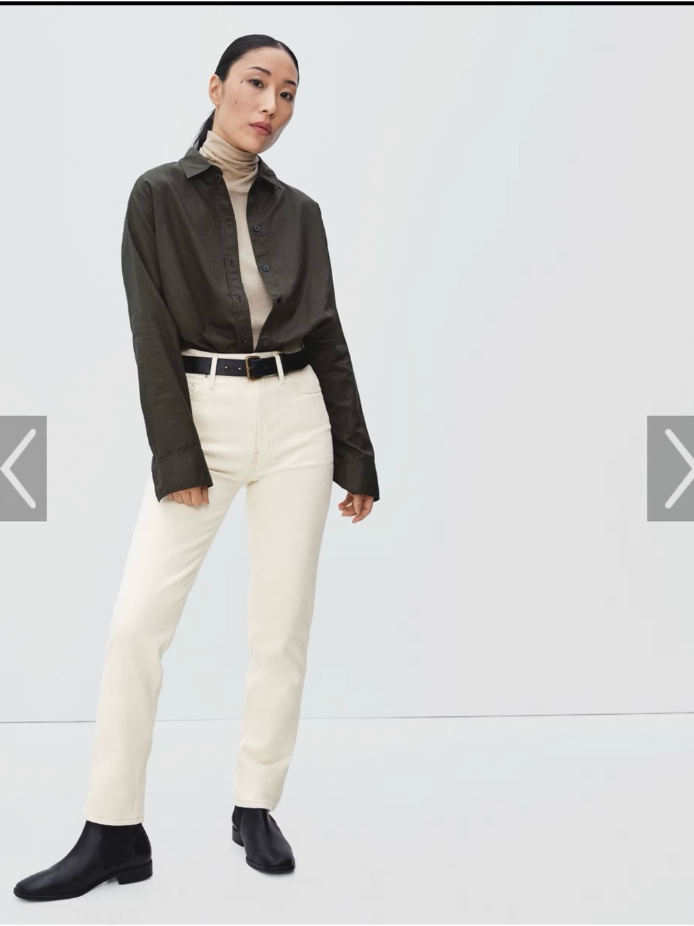 Everlane Ecru High-Rise The Original Cheeky Jean